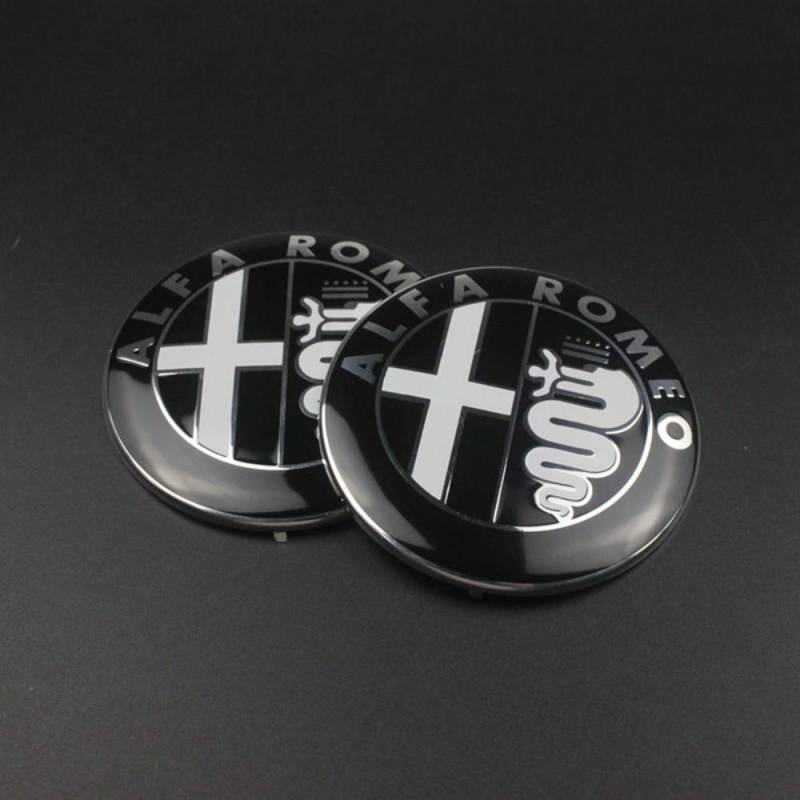 74MM für Alfa Romeo Logo Emblem Badge Aufkleber, für Giulietta Spider Mito 147 156 159 166 GT Stelvio Giulia Car Styling (Black) von HENGYUESHANG