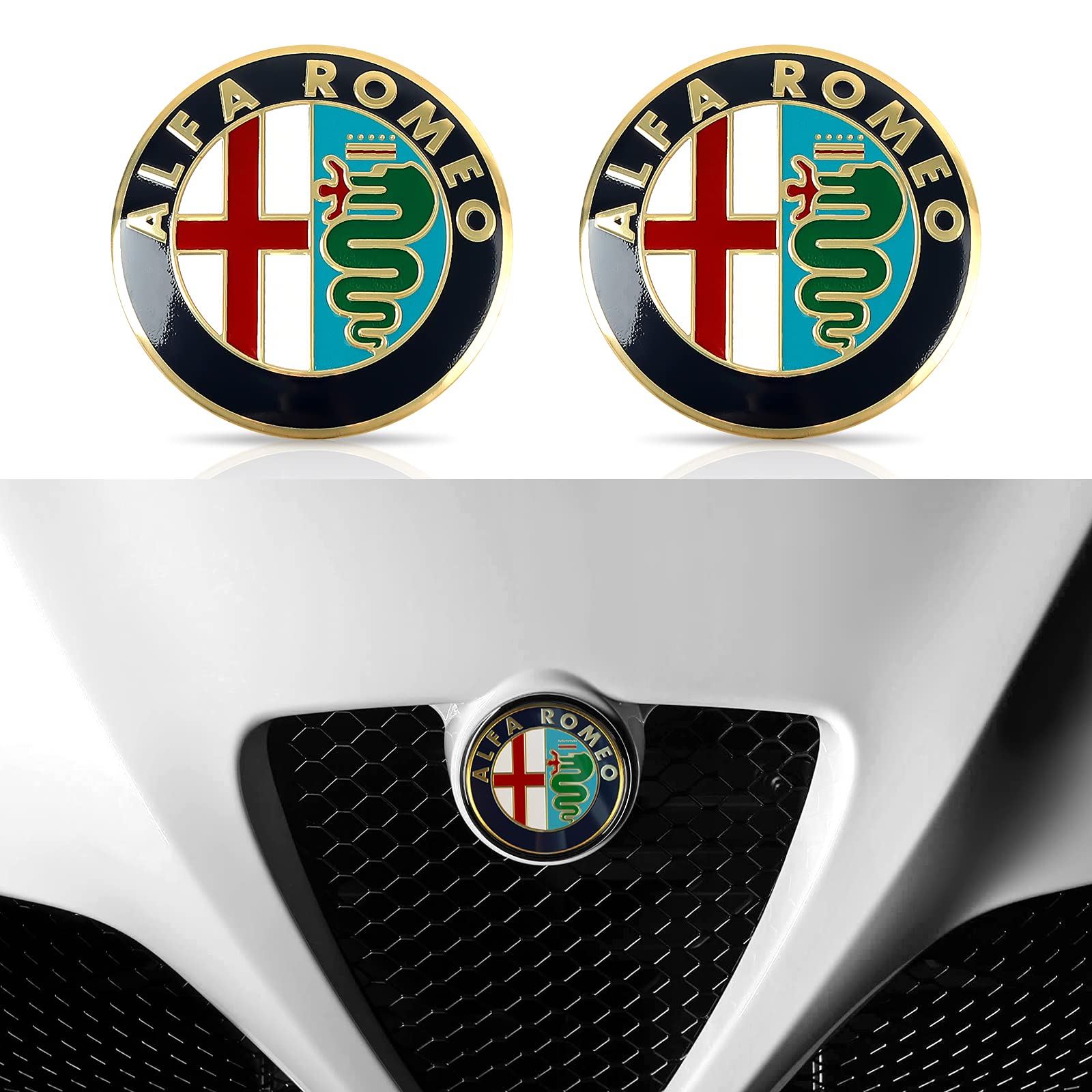 74MM für Alfa Romeo Logo Emblem Badge Aufkleber, für Giulietta Spider Mito 147 156 159 166 GT Stelvio Giulia Car Styling (Gold) von HENGYUESHANG