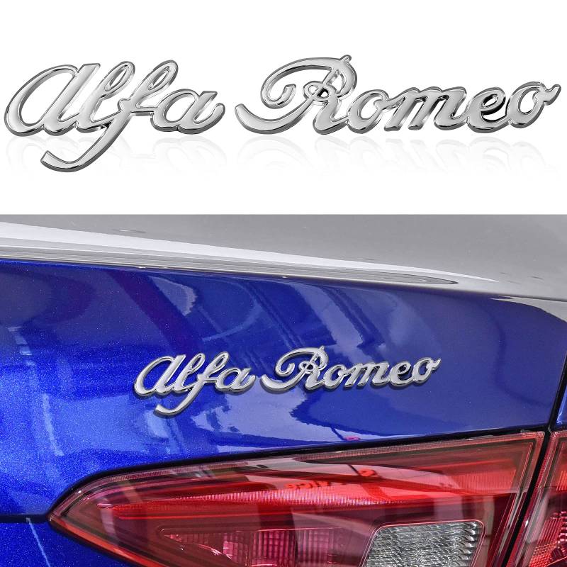 Auto Emblem Abzeichen 3D Metalldekoration Aufkleber Kompatibel mit Alfa Romeo Mito 147 156 159 166 939 Giulietta Giulia Mito GT Stelvio Zubehör (Weiß) von HENGYUESHANG
