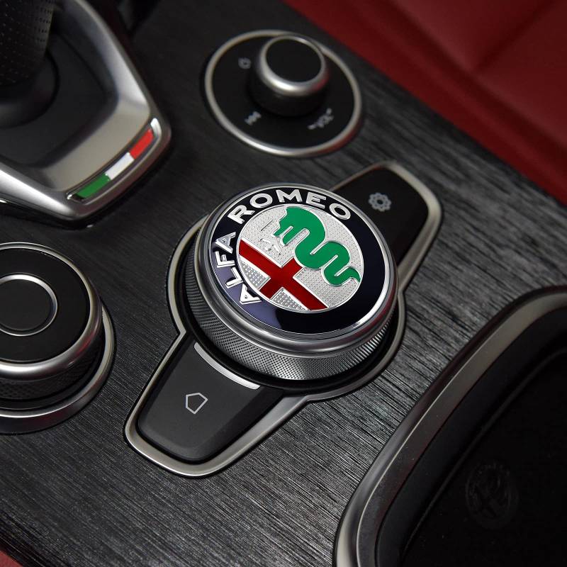 50mm Auto Multimedia Aufkleber Emblem für Alfa Romeo Giulia Stelvio 2017 2018 2019 Zubehör (Silber) von HENGYUESHANG