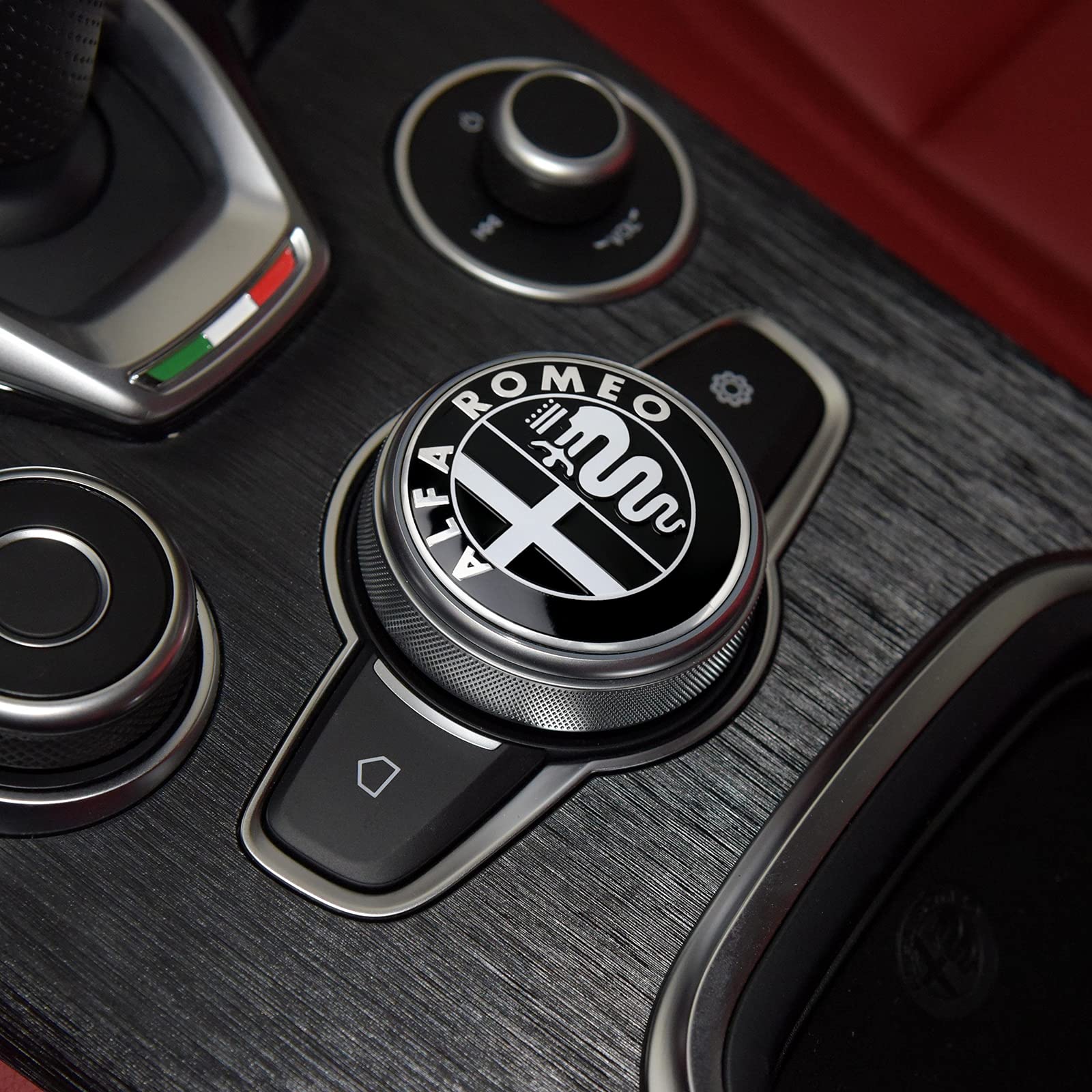 Logo Emblem Badge Aufkleber Kompatibel mit Alfa Romeo (50mm,Black) von HENGYUESHANG