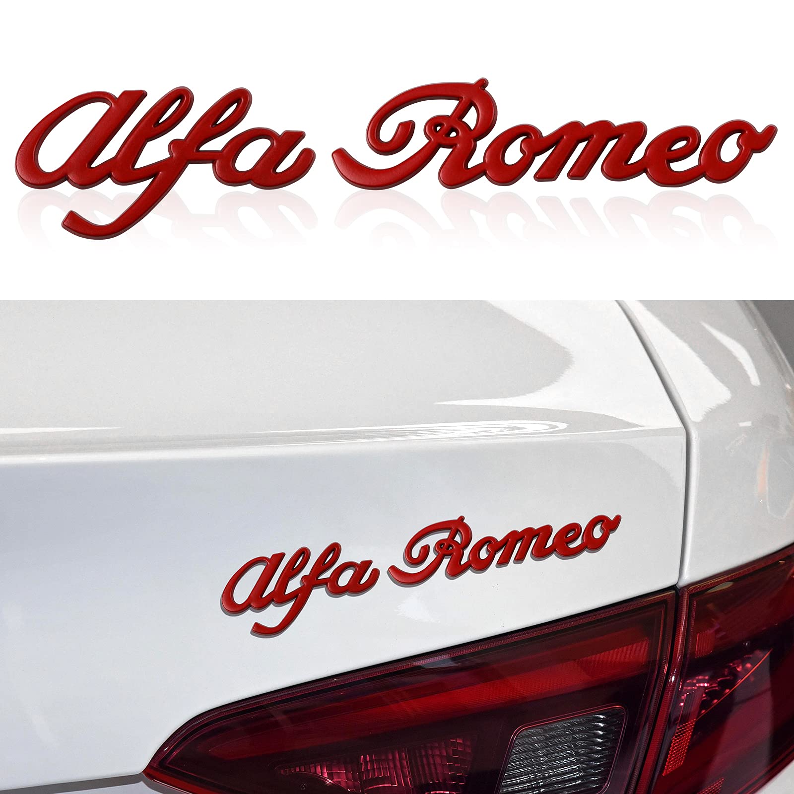 Auto Logo Emblem Abzeichen 3D Metalldekoration Aufkleber Kompatibel mit Alfa Romeo Mito 147 156 159 166 Giulietta Giulia Mito GT Stelvio Zubehör (Rot) von HENGYUESHANG