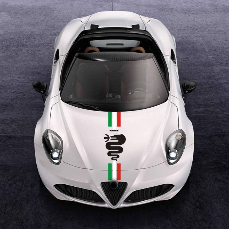 Auto Motorhaube Streifen Aufkleber Dekoration, für Alfa Romeo MiTo 147 156 159 166 Giulietta Giulia Stelvio GT C4 8C Car Styling (Style E) von HENGYUESHANG