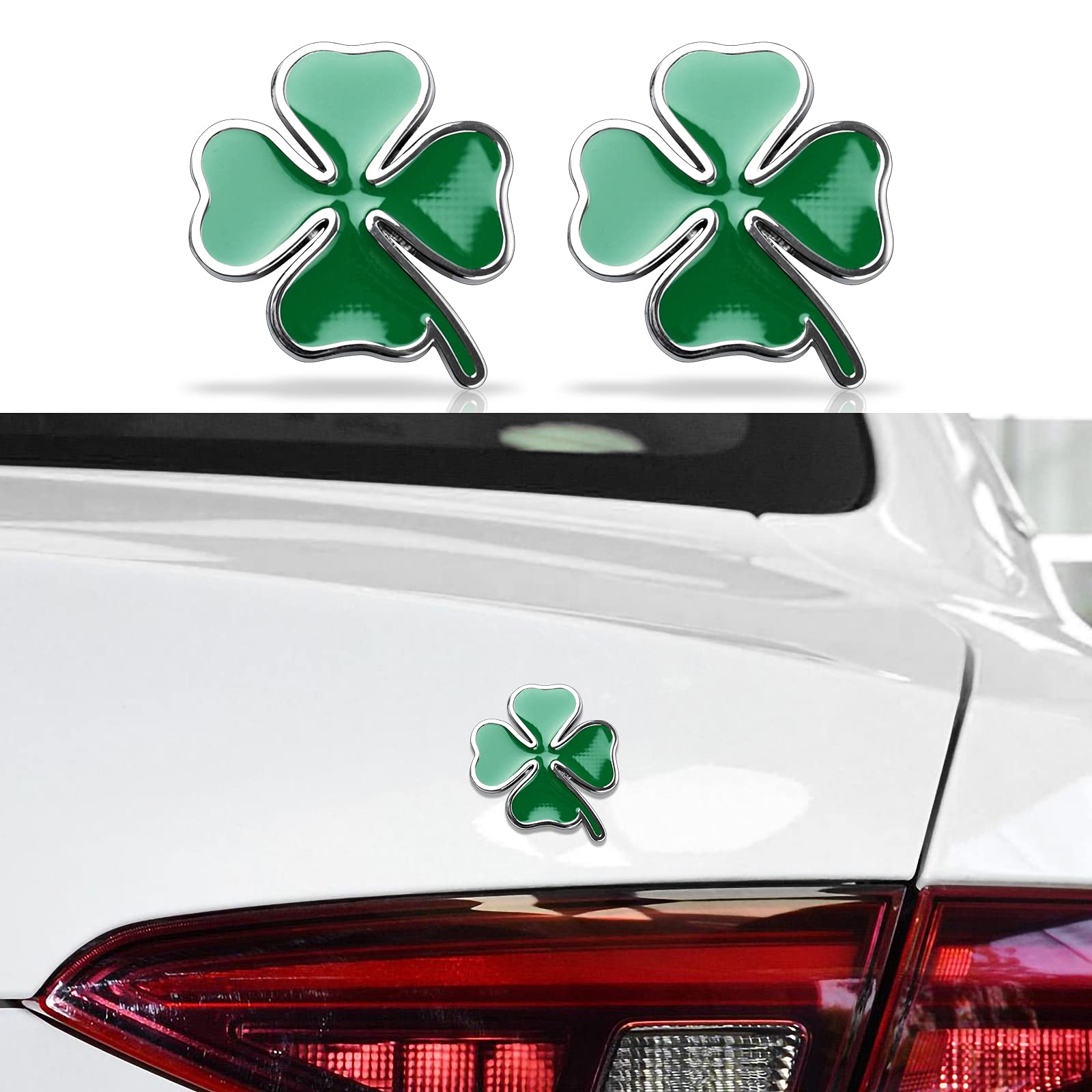 Für Alfa Romeo Logo 3D Metalldekoration Aufkleber, Green Clover Car Side Fender Aufkleber, Auto Heckkoffer Aufkleber Outdoor Dekoration Auto Styling 3.5CM*3.5CM von HENGYUESHANG