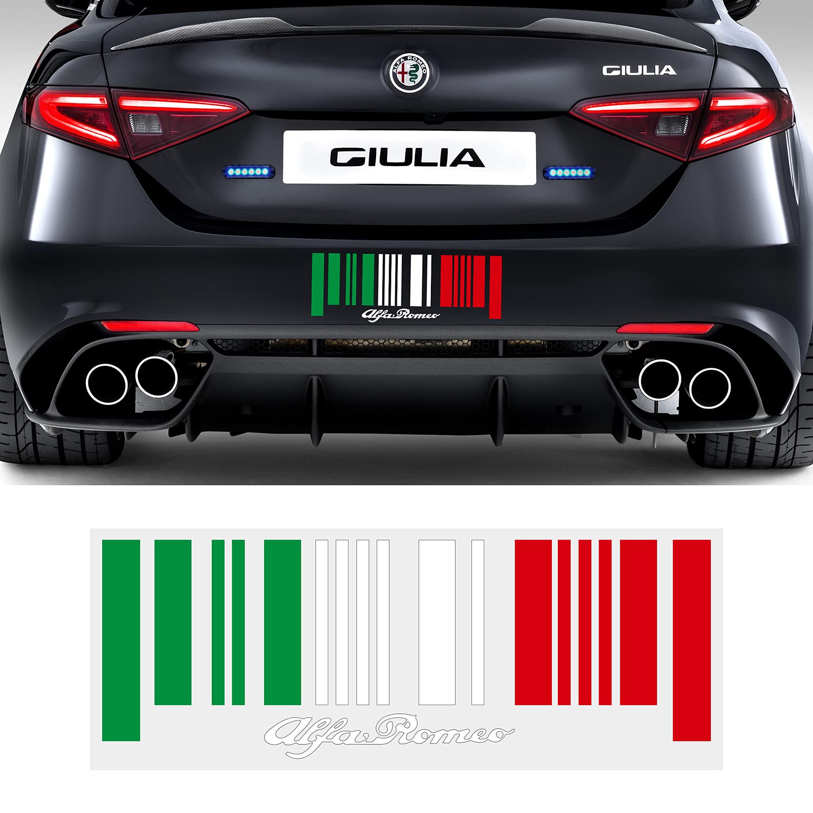 Italien Flagge Barcode Auto Aufkleber Aufkleber, für Alfa Romeo Giulietta Giulia Stelvio Mito GT 147 147 156 159 Auto Styling (black) von HENGYUESHANG