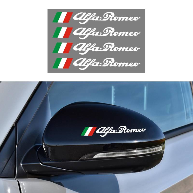 Italien Flagge Racing Emblem Seitenabzeichen DIY Auto Aufkleber Für Alfa Romeo 4C 147 156 166 159 Giulietta Giulia Spider GT Stelvio Auto Styling (White) von HENGYUESHANG