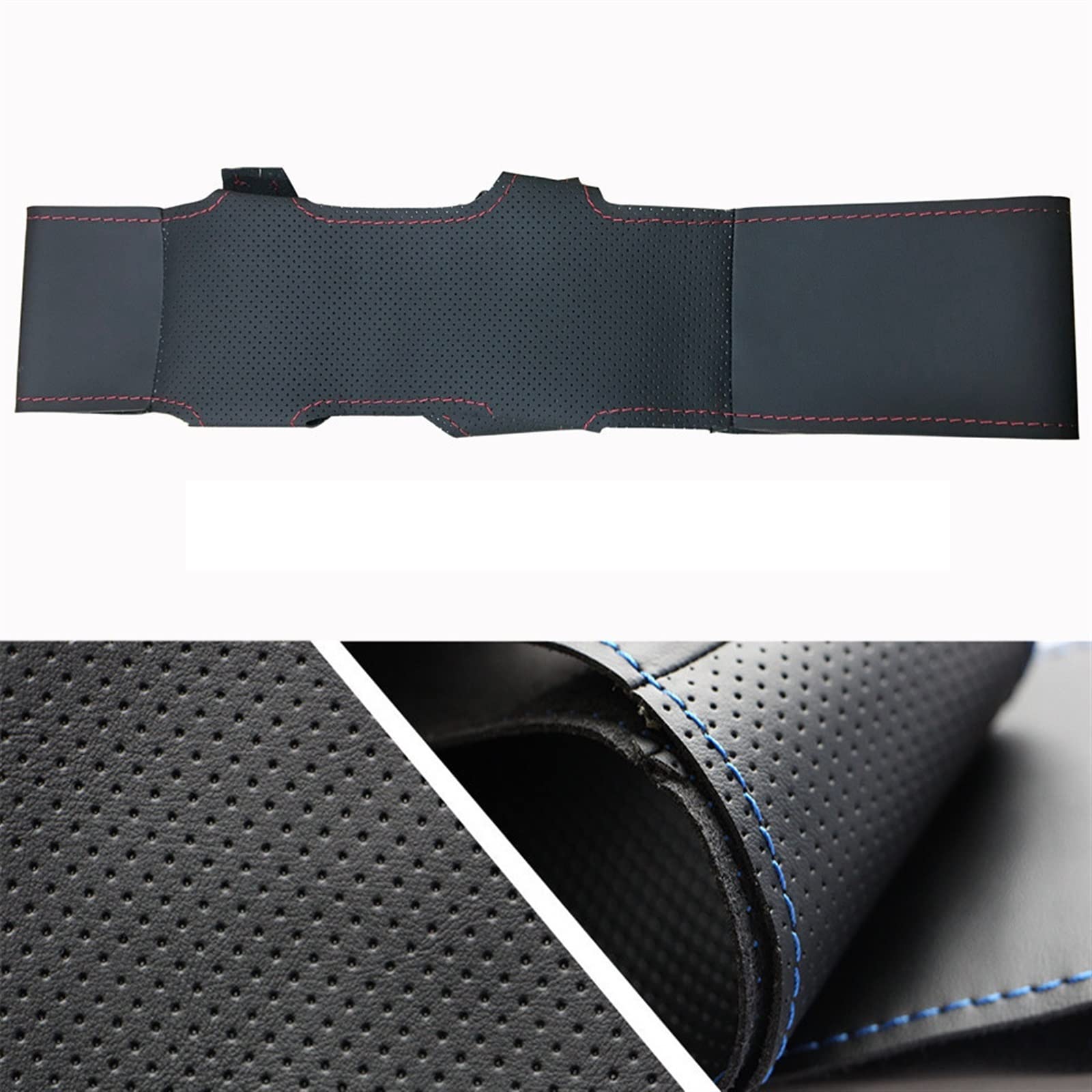HEPVET Für Opel Für Astra G 1998-2007 Für Zafira A 1999-2005 GKMHiR DIY Schwarz Kunstleder Auto Lenkradbezug Lenkrad Abdeckung (Color : Red Thread) von HEPVET