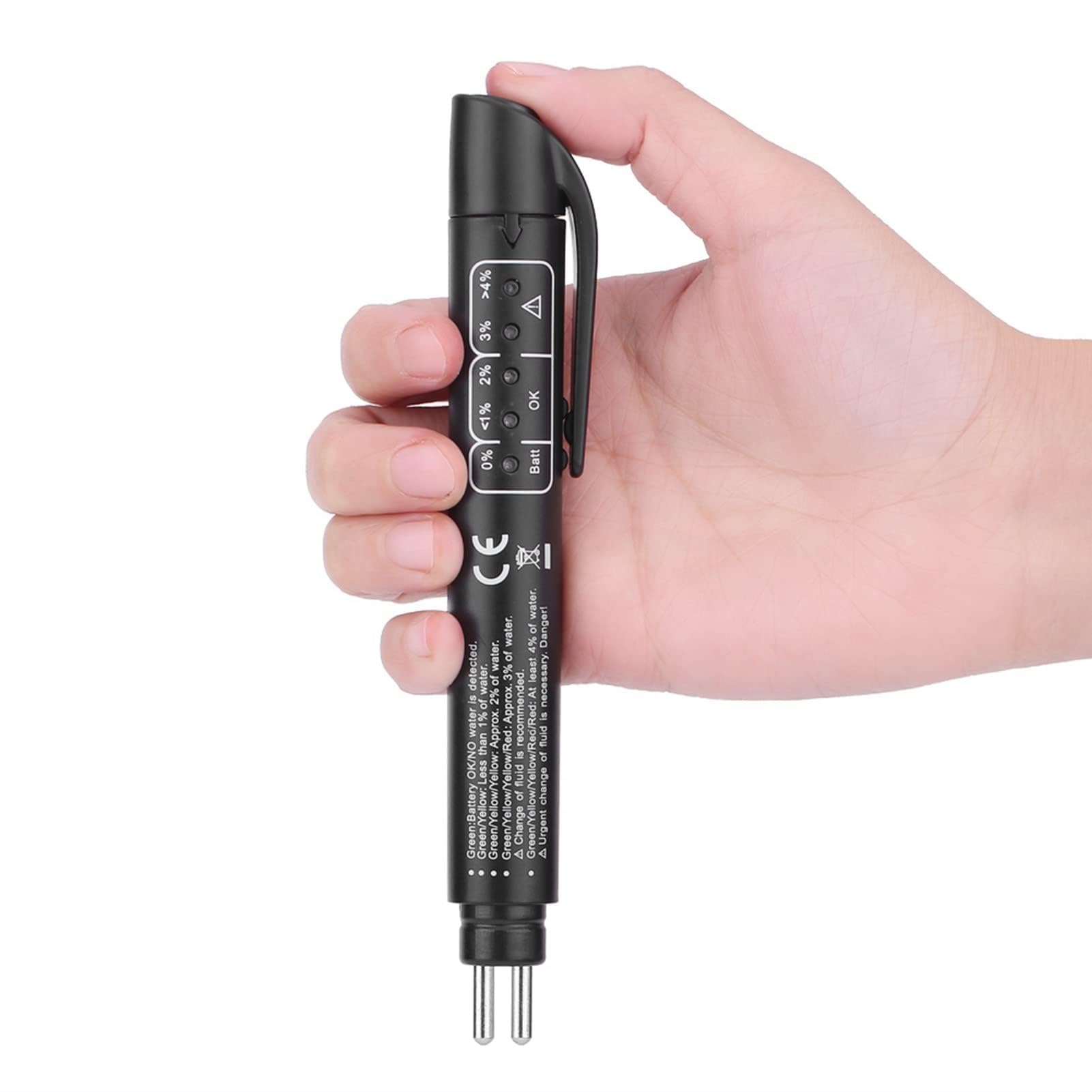 Bremsflüssigkeitstester, 155x18mm/6,1x0,7 Zoll Bremsflüssigkeitstester Mit 5 LED-Anzeigen DOT3 DOT4 DOT5 Bremsflüssigkeits Flüssigkeitstesterstift Zur Überprüfung Des Motors Im Automobilbereich von HERCHR
