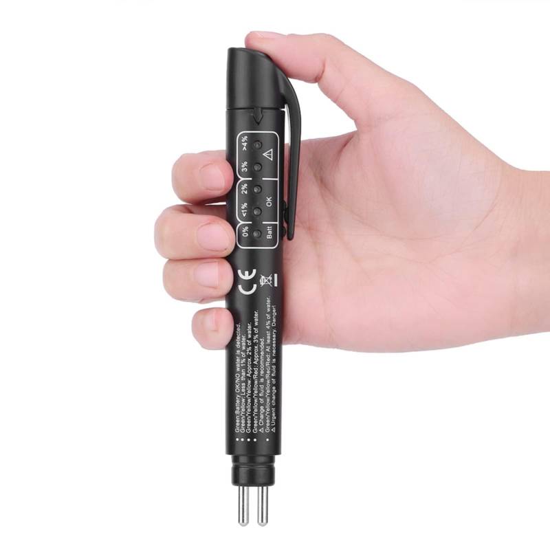 Bremsflüssigkeitstester, 155x18mm/6,1x0,7 Zoll Bremsflüssigkeitstester Mit 5 LED-Anzeigen DOT3 DOT4 DOT5 Bremsflüssigkeits Flüssigkeitstesterstift Zur Überprüfung Des Motors Im Automobilbereich von HERCHR