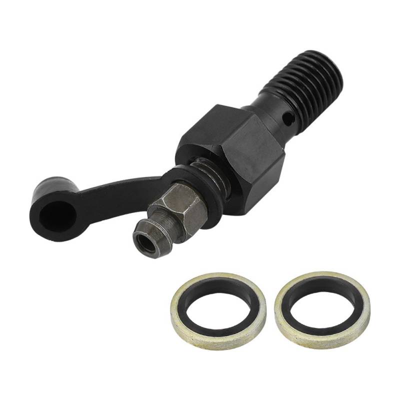 Hohlschraube, M10 X 1,25 Mm Bremshauptzylinder, Bremssattel, Entlüftungsnippel, Schraubennippel, Hohlschraube Mit Staubkappe, Ersatzteil Für Motorrad(Schwarz) von HERCHR