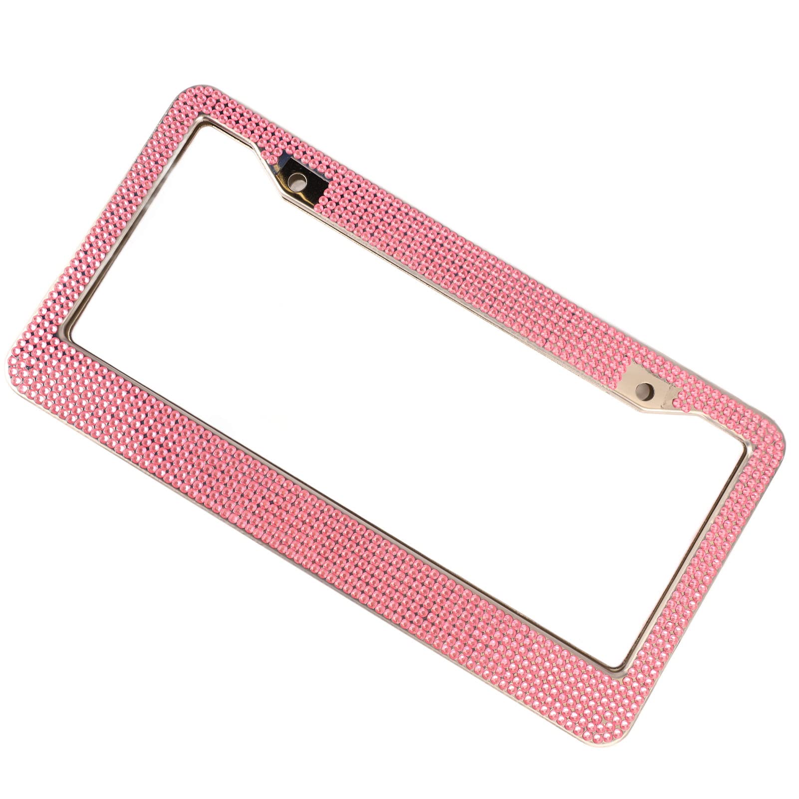 Nummernschild-Rahmenabdeckungen, 2 Stück, Glitzernde Rosa Strass-Nummernschild-Rahmenabdeckungen, Edelstahl-Nummernschildhalter-Zubehör Für Autos Nummernschild-Rahmenabdeckungen, 2 Stück, Glitzernde Rosa Strass-Nummernschild-Rahmenabdeckungen, Edelstahl-Nummernschildhalter-Zubehör Für Autos von HERCHR