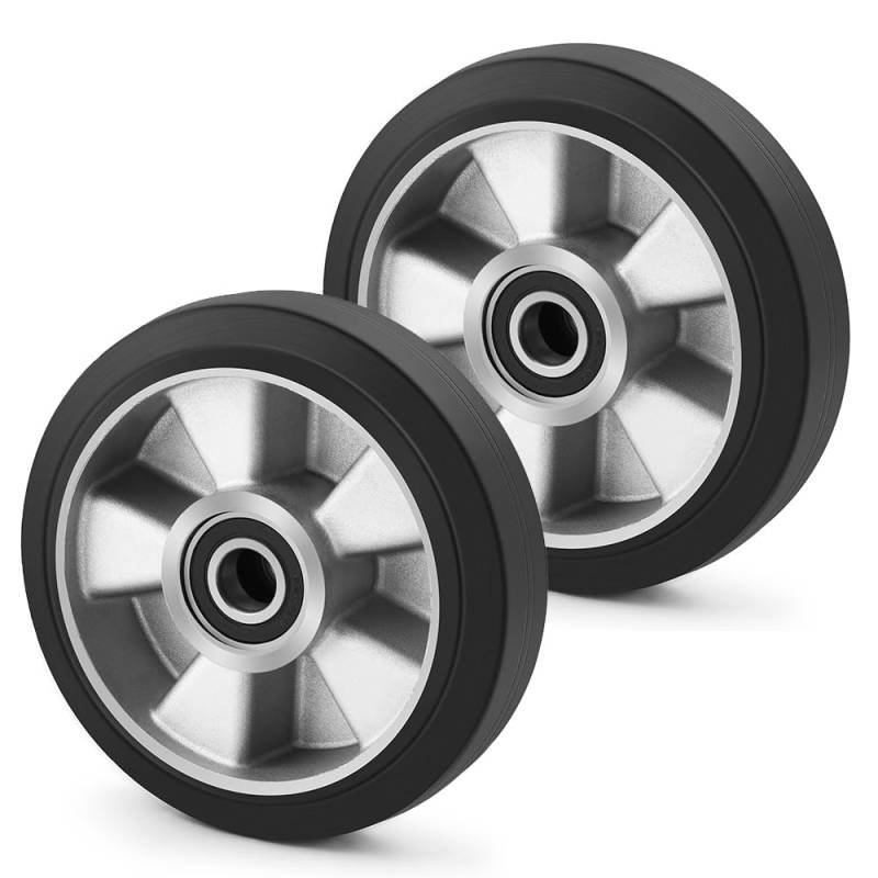 2 Stück Hubwagen Rolle Gummirollen 180 x 50 mm, mit Kugellager Rollen für Hubwagen Ersatzrollen Laufrolle | Achse 20 mm | Durchmesser 180 mm | Breite 50 mm | Maximale Belastung: 1400 KG von HERLLD