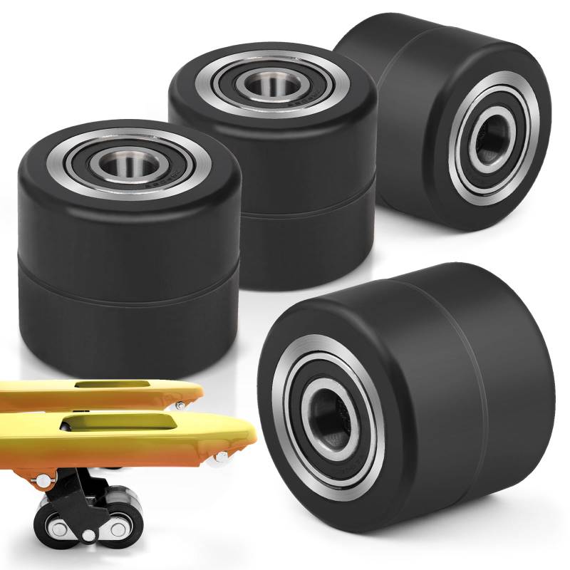 4 Stück Hubwagen Rolle Gummirollen 80 x 70 mm, mit Kugellager Rollen für Hubwagen Ersatzrollen Laufrolle | Achse 20 mm | Durchmesser 80 mm | Breite 70 mm | Maximale Belastung: 600 KG von HERLLD