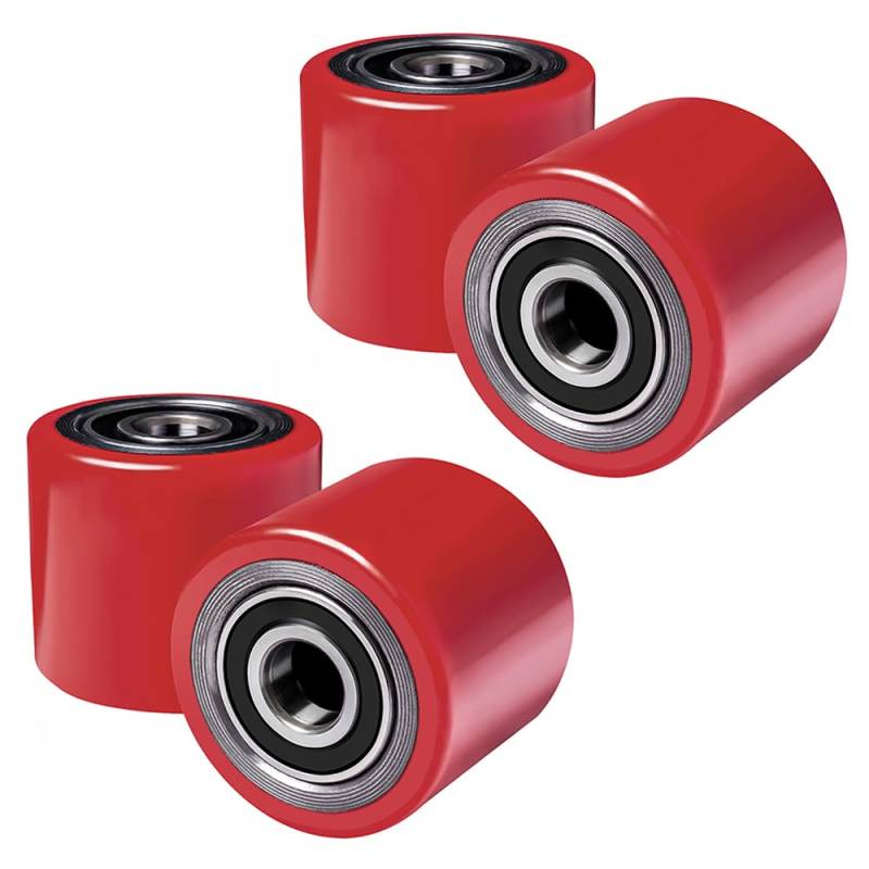 4 Stück Hubwagen Rolle Polyurethan 82 x 50 mm, mit Kugellager Rollen für Hubwagen Ersatzrollen Laufrolle | Durchmesser 82 mm | Breite 50 mm | Achse 20 mm | Maximale Belastung: 500 KG von HERLLD