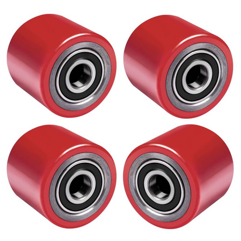 4 Stück Hubwagen Rolle Polyurethan 82 x 60 mm, mit Kugellager Rollen für Hubwagen Ersatzrollen Laufrolle | Durchmesser 82 mm | Breite 60 mm | Achse 20 mm | Maximale Belastung: 550 KG von HERLLD