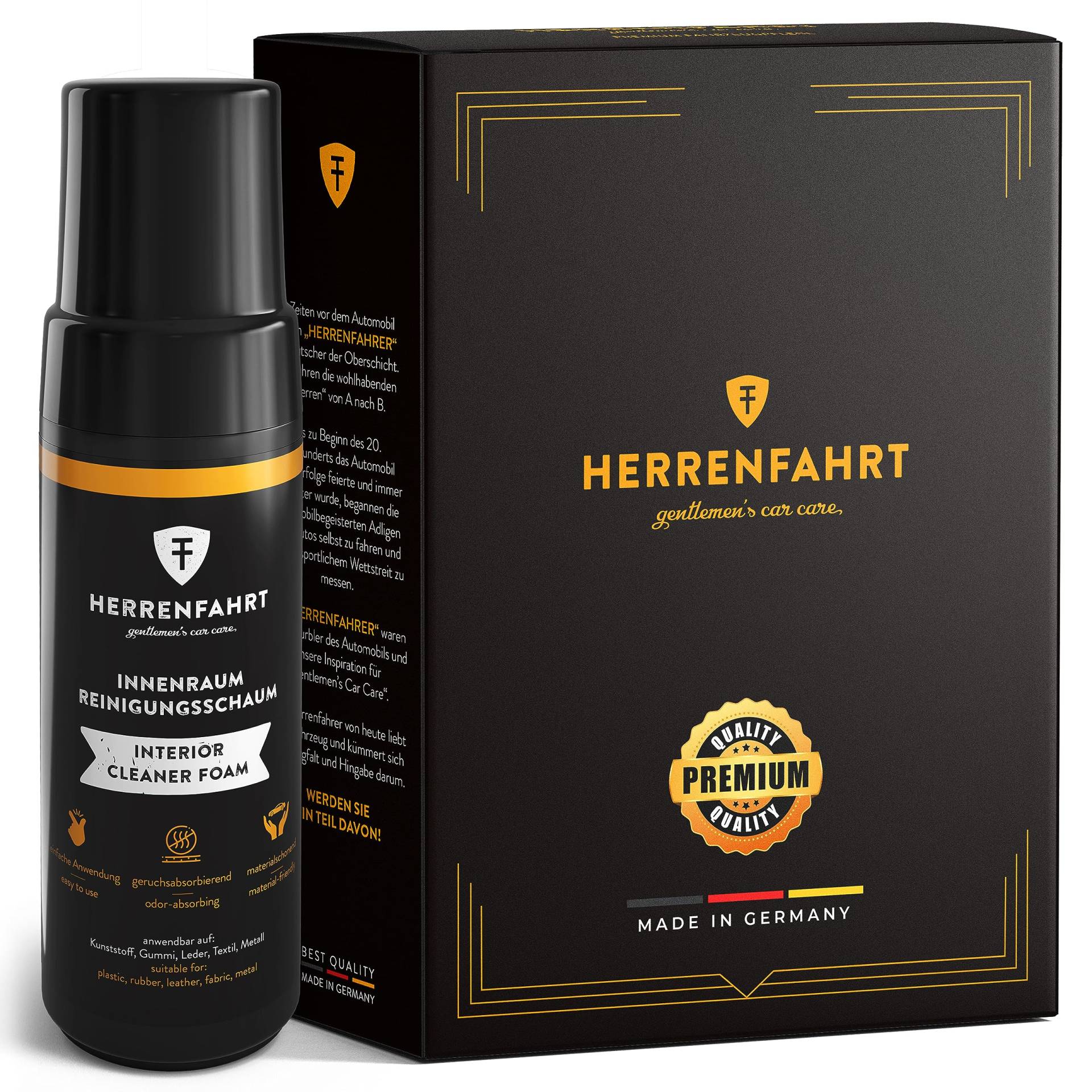 HERRENFAHRT Cockpitpflege Auto Innenraum Reiniger - Premium Aktivschaum Innenraumreiniger Auto - Universal Autositz Reiniger & Cockpit Reiniger für höchste Sauberkeit & Frische - Made in Germany HERRENFAHRT Cockpitpflege Auto Innenraum Reiniger - Premium Aktivschaum Innenraumreiniger Auto - Universal Autositz Reiniger & Cockpit Reiniger für höchste Sauberkeit & Frische - Made in Germany von HERRENFAHRT