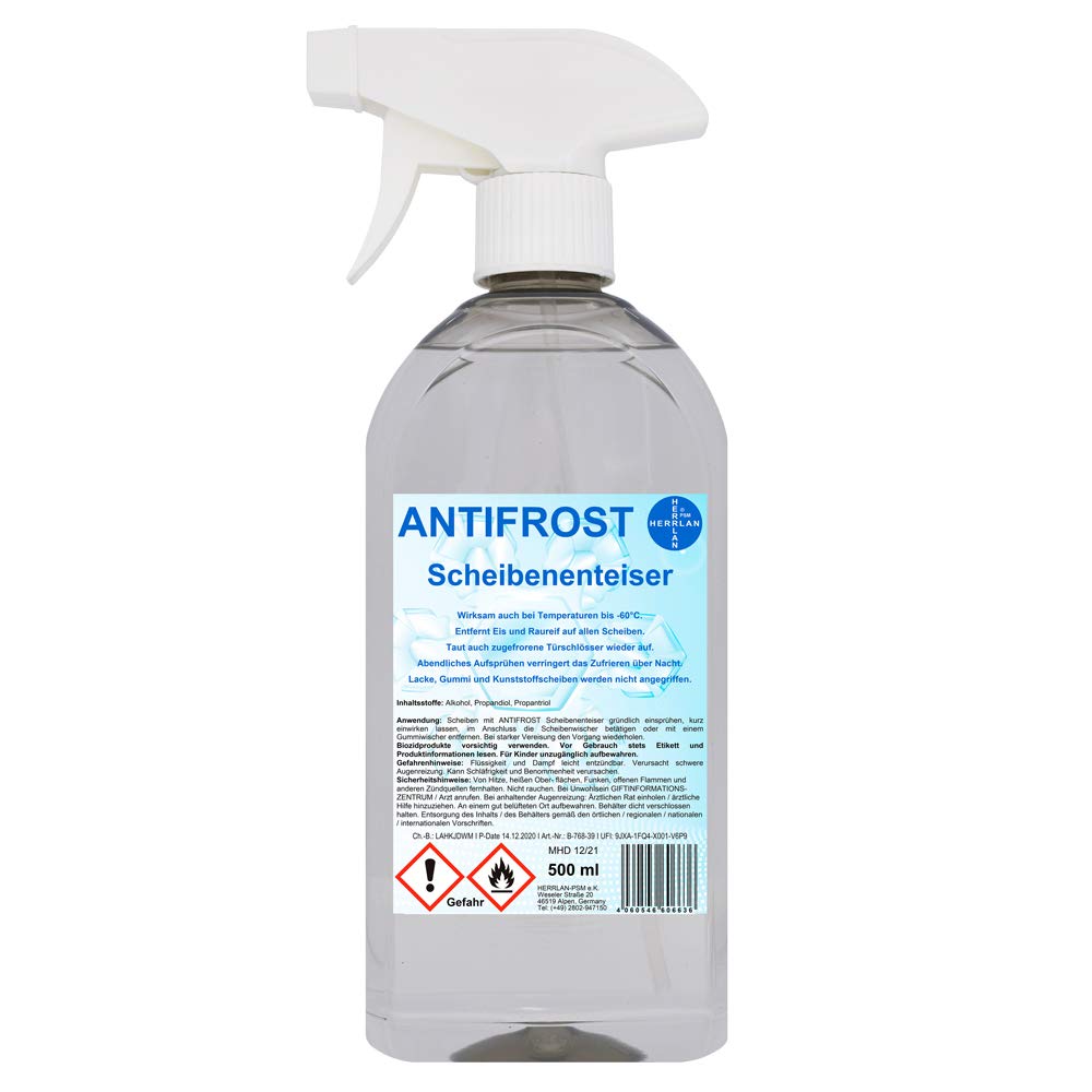 ANTIFROST bis -60°C Scheibenenteiser 500 ml in der Sprühflasche I Entfroster I Enteiser I Herrlan-Qualität I Made in Germany von HERRLAN PSM