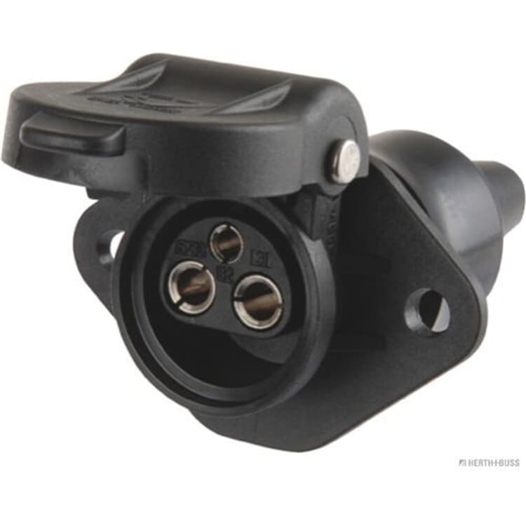 Elparts Steckdose 3-polig mit Gummit?lle 6v bis 24V Flachsteckanschluss Elparts Steckdose 3-polig mit Gummit?lle 6v bis 24V Flachsteckanschluss von HERTH+BUSS ELPARTS