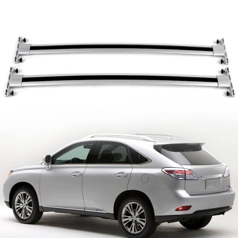 2 Stück Aluminium Dachträger Gepäckträger für Lexus RX 270 RX350 RX450h 2007 2009 2010 2011 2012 2013 2015,Fahrradträger Dachboxen Dachgepäckablage Railing Track Auto Zubehör,Silver von HESHS