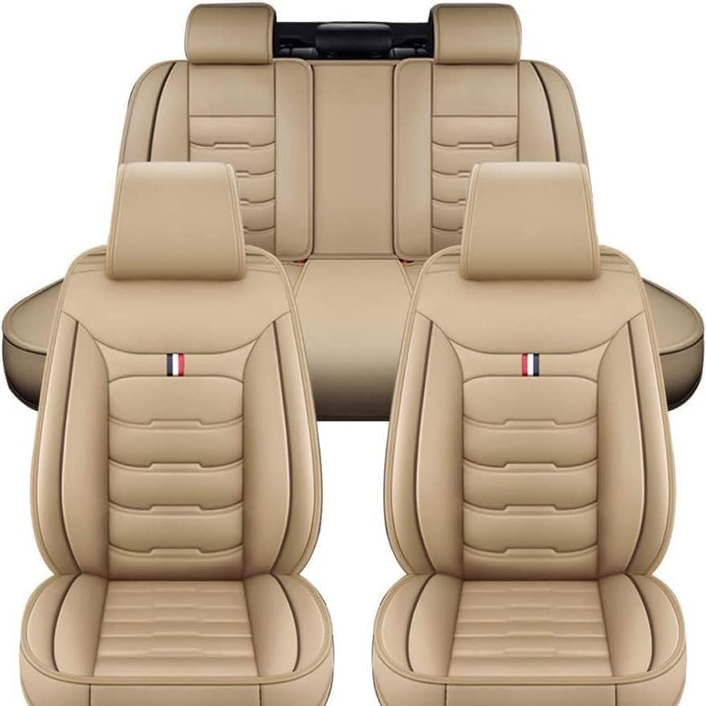 HESHS Allwetter Auto Leder Sitzbezüge für MG ZS MG4 MG5 ZS EV 2022 2023 2024 2025, Hochwertig Autositzbezüge rutschfest Wasserdicht Vordersitze Rückbank Schonbezug Zubehör,Beige HESHS Allwetter Auto Leder Sitzbezüge für MG ZS MG4 MG5 ZS EV 2022 2023 2024 2025, Hochwertig Autositzbezüge rutschfest Wasserdicht Vordersitze Rückbank Schonbezug Zubehör,Beige von HESHS
