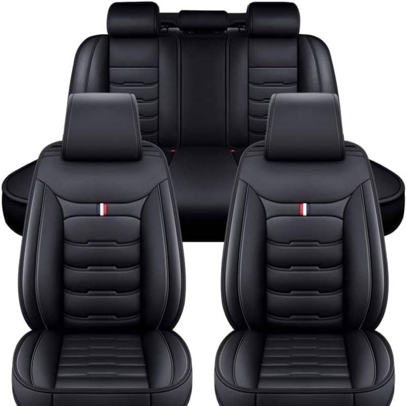 HESHS Allwetter Auto Leder Sitzbezüge für MG ZS MG4 MG5 ZS EV 2022 2023 2024 2025, Hochwertig Autositzbezüge rutschfest Wasserdicht Vordersitze Rückbank Schonbezug Zubehör,Black von HESHS