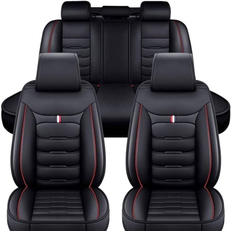 HESHS Allwetter Auto Leder Sitzbezüge für Mazda 3 Mazda3 2004-2013, Hochwertig Autositzbezüge rutschfest Wasserdicht Vordersitze Rückbank Schonbezug Zubehör,Black-red von HESHS