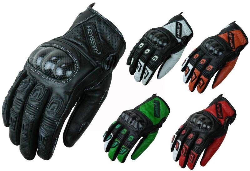 HEYBERRY Motorradhandschuhe Leder Motorrad Handschuhe kurz schwarz Gr. 2XL von HEYBERRY