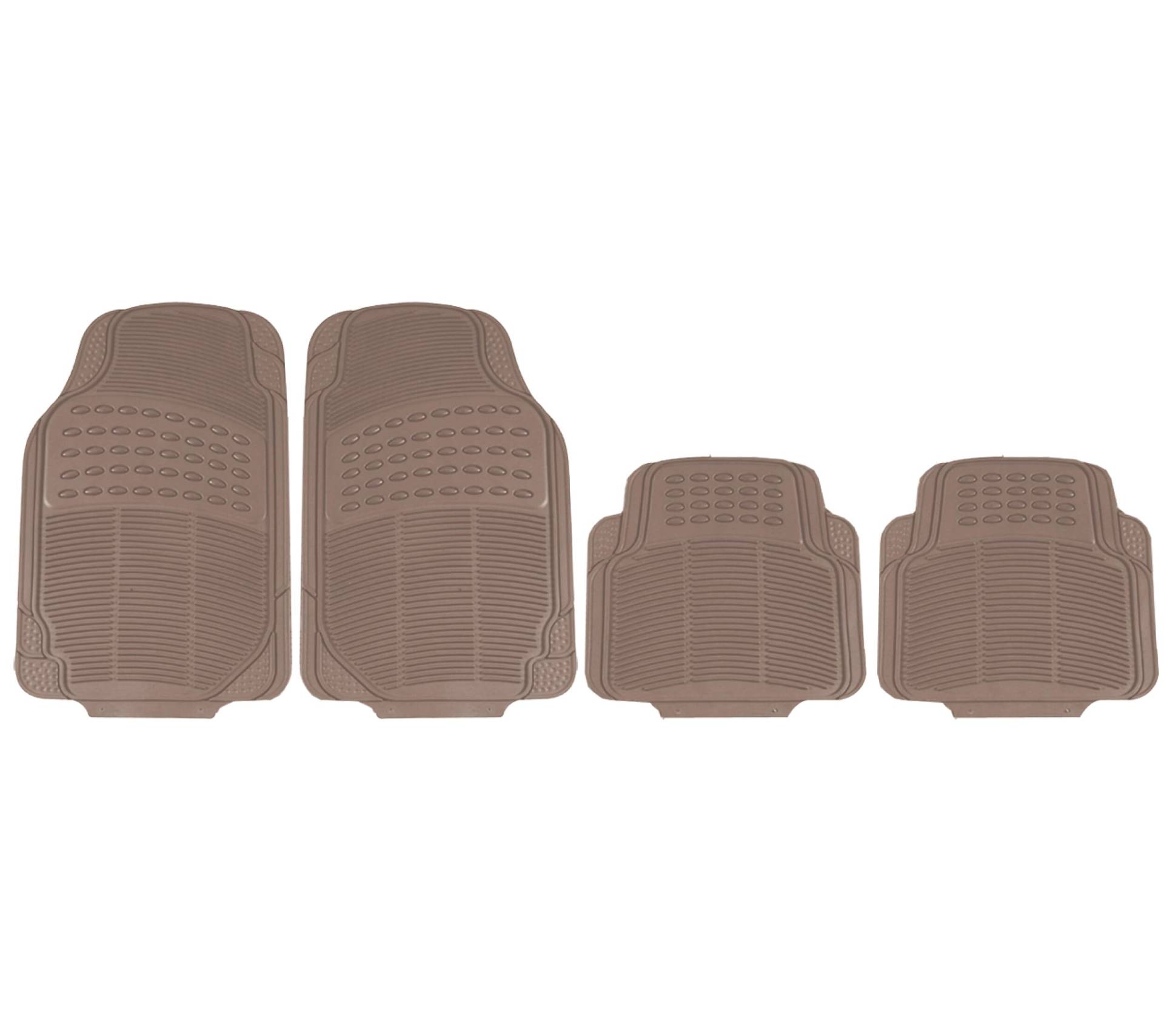 HEYNER® Auto Fußmatte 4er-Set beige Universal zuschneidbar Gummimatten Gummi-Fußmatten Gummi mit Haltenoppen Fahrer Beifahrer vorne hinten von HEYNER