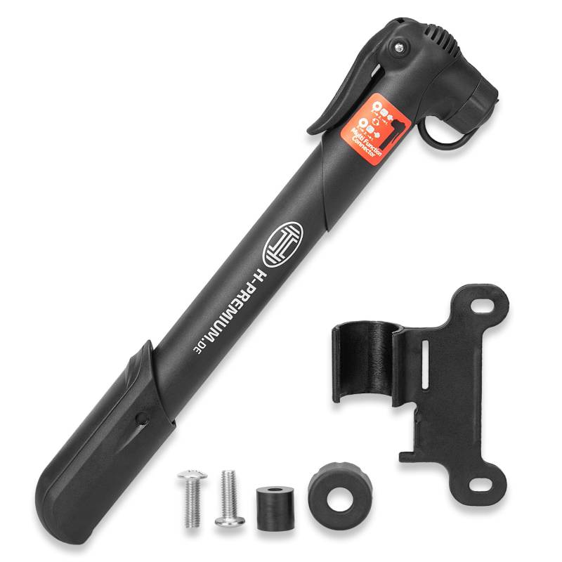 HEYNER® Luftpumpe mit 8 bar kompakte Fahrradpumpe mit tauschbarem Ventil und Halterung Rahmenpumpe von HEYNER