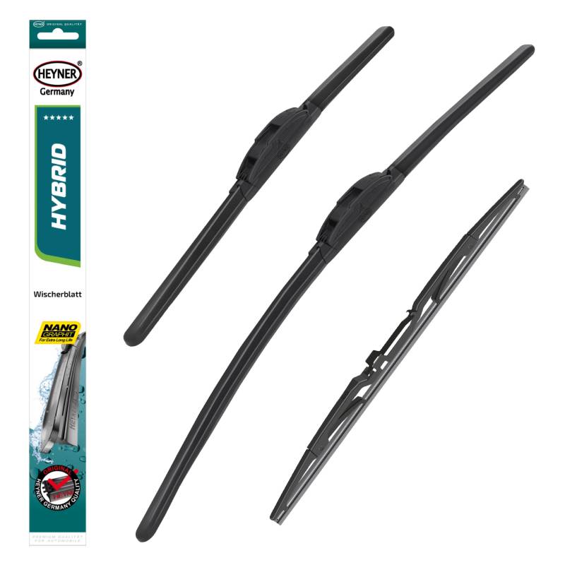 HEYNER® Scheibenwischer Set mit Heckscheibenwischer passend für CITROËN C4 AIRCROSS (04.2012-01.2025) HYBRID Flachbalkenwischer Front- und Heckwischer von HEYNER