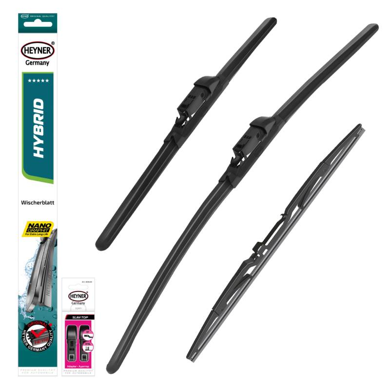 HEYNER® Scheibenwischer Set mit Heckscheibenwischer passend für CITROËN C5 AIRCROSS (11.2018-01.2025) HYBRID Flachbalkenwischer Front- und Heckwischer von HEYNER