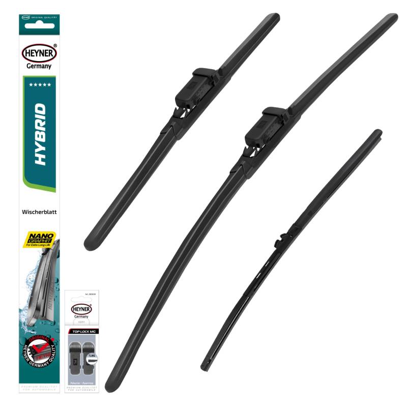 HEYNER® Scheibenwischer Set mit Heckscheibenwischer passend für MG MG ZS SUV (10.2017-10.2024) HYBRID Flachbalkenwischer Front- und Heckwischer von HEYNER