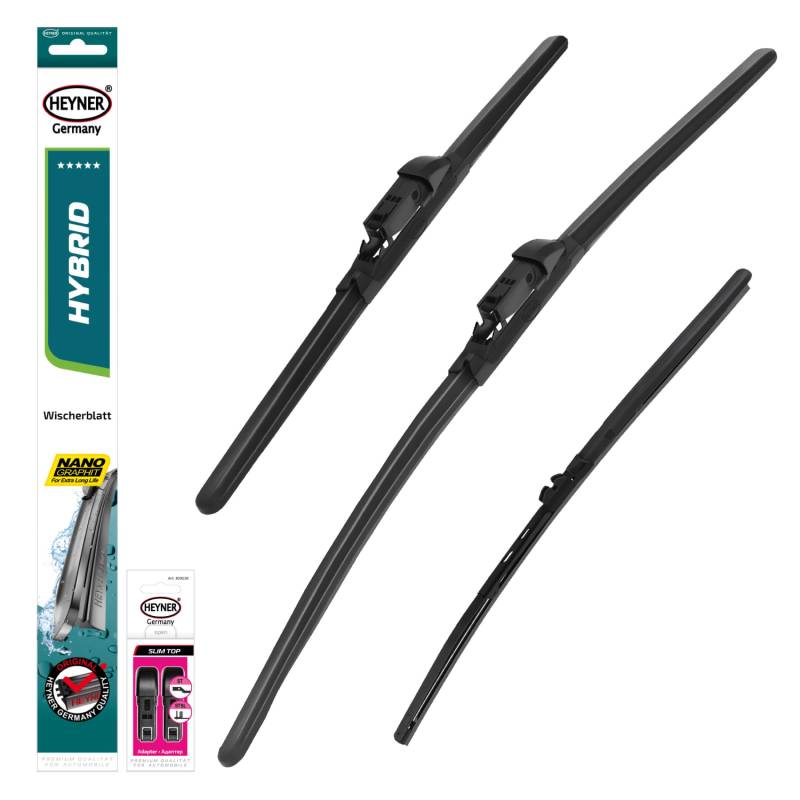 HEYNER® Scheibenwischer Set mit Heckscheibenwischer passend für SEAT LEON SPORTSTOURER (03.2020-10.2024) HYBRID Flachbalkenwischer Front- und Heckwischer von HEYNER
