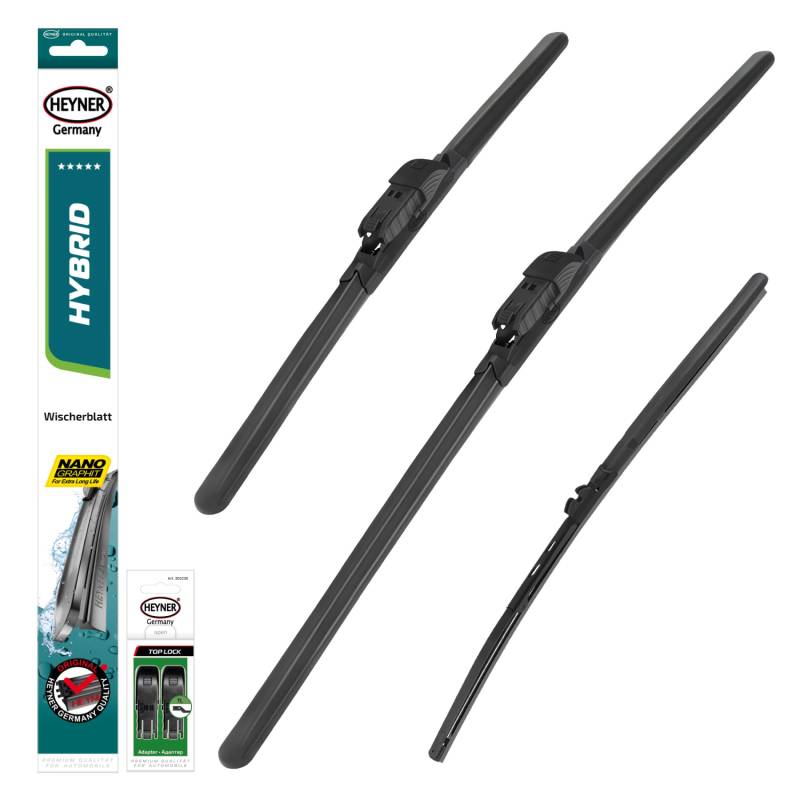 HEYNER® Scheibenwischer Set mit Heckscheibenwischer passend für VW TIGUAN (11.2007-11.2011) HYBRID Flachbalkenwischer Front- und Heckwischer von HEYNER