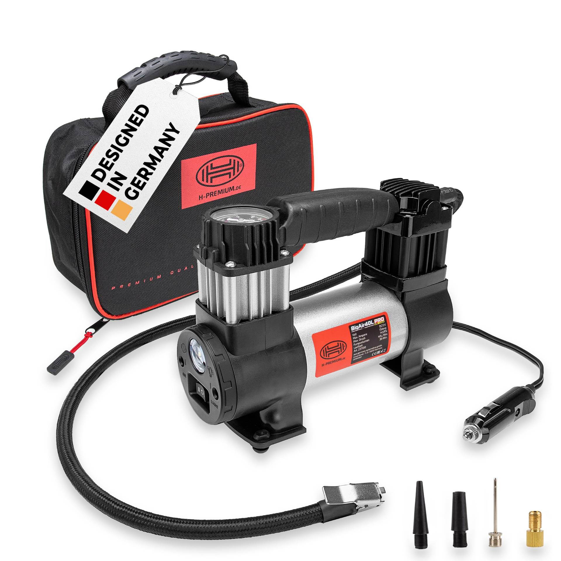 HEYNER® Auto Kompressor elektrische Luftpumpe minikompressor 10 bar 12V LED Beleuchtung von HEYNER