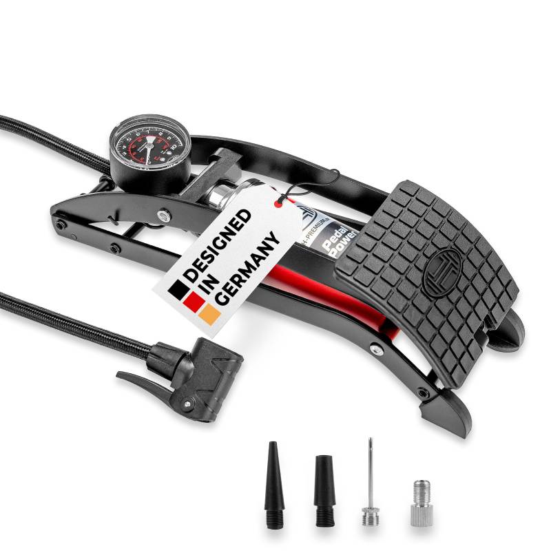 HEYNER® Fußluftpumpe 10bar PedalPower PRO ideal für Fahrrad, Auto, Motorrad von HEYNER