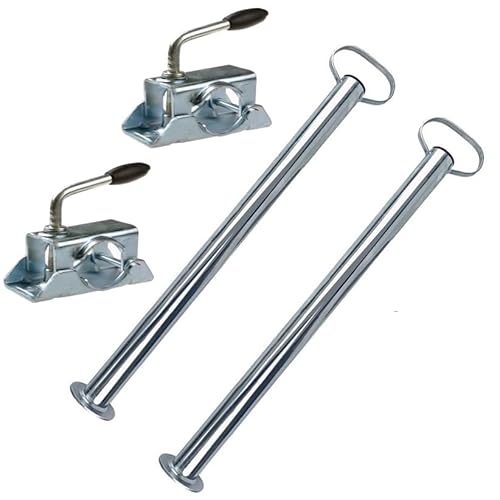 HEYOUTH Anhänger Stützen Set 700mm,2 Stützen & 2 Klemmhalter,Stützrohre Anhängerstützen Stützfüße,Abstellstützen Set Ø 48mm,für Anhänger, Trailer, Caravan von HEYOUTH