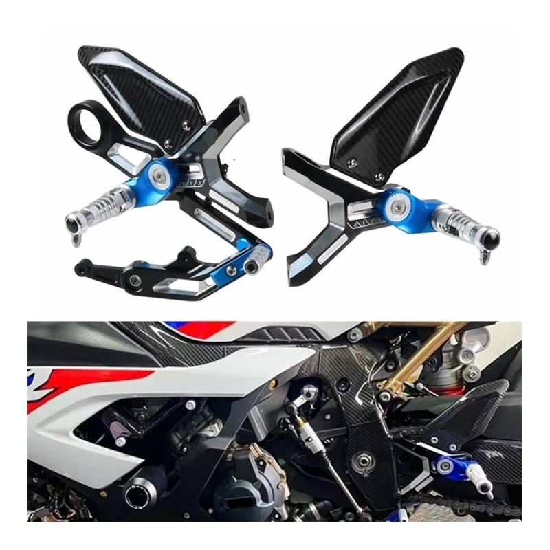 Motorrad Beifahrer Fußrasten Motorrad Einstellbare Hinten Set Fußrasten Pedal Fußstütze Fußrastenanlage Halterung Für S1000RR 2019-2024 M1000RR 2021-2024 von HFMVMLMI