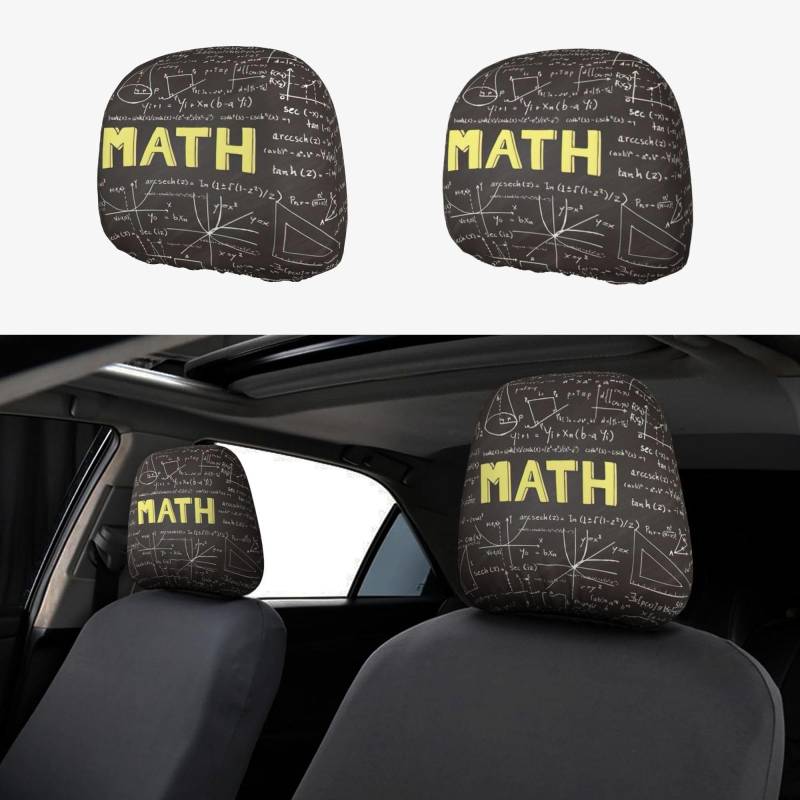 HGFVY Schulmathematik 2er Set Autositz Kopfstützenbezug Schutzstoff Design Bezug Dekoration für die meisten Autos von HGFVY