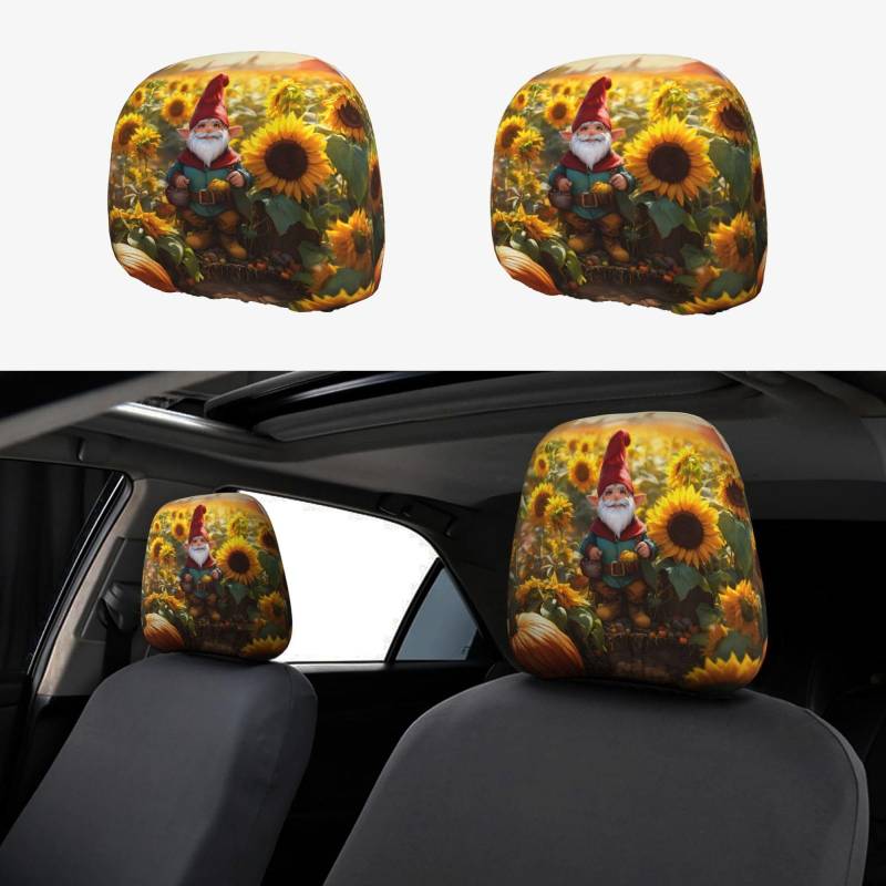 HGFVY Xmas Funny Gnomes Set of 2 Car Seat Head Rest Cover Protective Fabric Design Cover Decoration for Most Cars von HGFVY