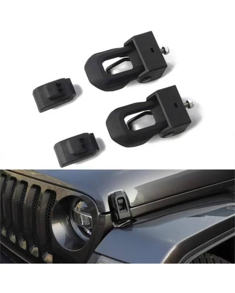 Motorhaubenverriegelung Für Wrangler JK JKU Sahara 2007 2008 2009 2010 2011 2012 2013 2014 2015 2016 2017 1 Set Haube Lock Fangen Halterung Verriegelt Schnalle Haubenschloss von HGYFS5