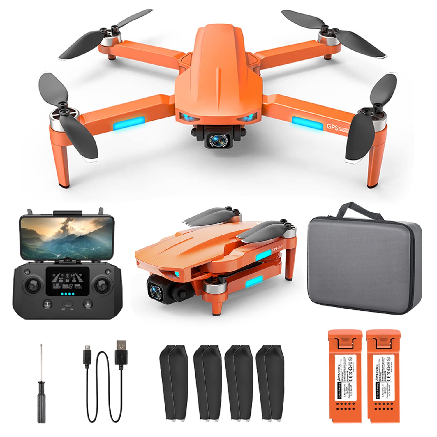 HHD GPS Drohne mit 4K Kamera, 50 Min Flugzeit, Drohne Ultraleicht Unter 249g, 1000m Reichweite, Brushless Motor, 54 km/h Max Geschwindigkeit, Anfängerfreundlich von HHD