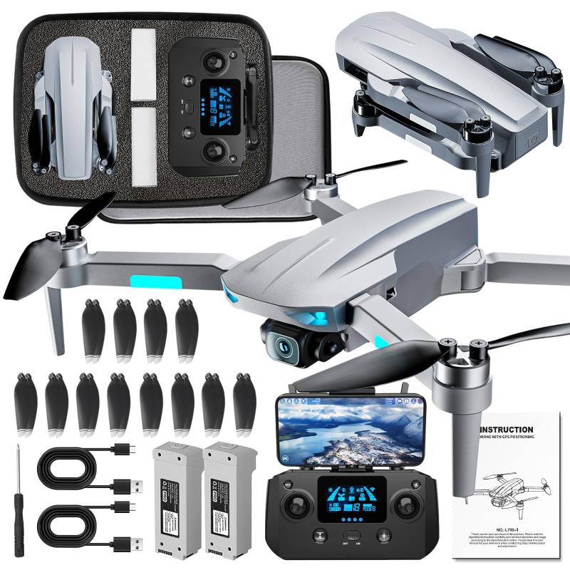 HHD GPS Drohne mit 4K Kamera, 50 Min Flugzeit, Drohne Ultraleicht Unter 249g, 1000m Reichweite, Brushless Motor, 54 km/h Max Geschwindigkeit, Anfängerfreundlich von HHD