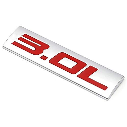HHF Aufkleber 1Pc Autoaufkleber Metall 3.0L 3.2L 3.5L 3.6L 3.7L 3.8L Auto-Emblem-Trunk Aufkleber for Universal-Cars (Color Name : 3.0L Sliver Red) von HHF-1