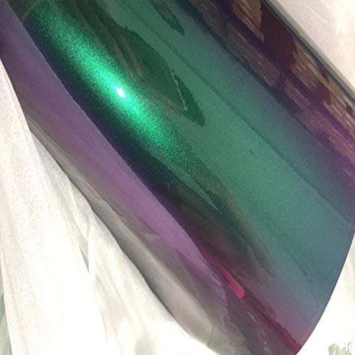 HHF Aufkleber Auto-Aufkleber-Abziehbild-Premium-Gloss Chameleon Perlen Glitter Metallic Grün lila Vinyl Car Wrap Folie mit Luft-Freigabe-Diamanten (Color Name : Green Purple, Größe : 50CM X 152CM) von HHF-1