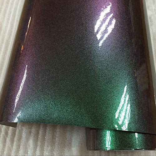 HHF Aufkleber Auto-Aufkleber-Abziehbild-Premium-Gloss Chameleon Perlen Glitter Metallic Grün lila Vinyl Car Wrap Folie mit Luft-Freigabe-Diamanten (Color Name : Purple Green, Größe : 10CM X 152CM) von HHF-1