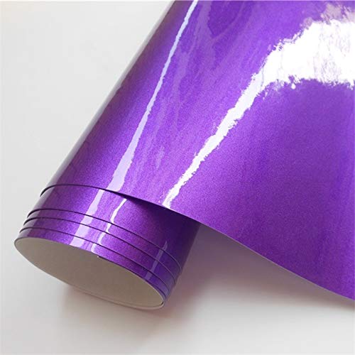 HHF Aufkleber Super glänzendes metallisches Silberauto-Vinyl-Wrap-Folie-Folie-Auto-Aufkleber-Blatt für Motorcomputermöbel Automatische Grafik (Color Name : Purple, Größe : 152X30 cm) von HHF-1