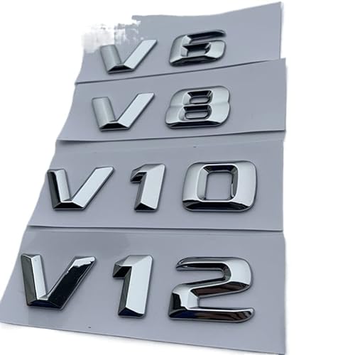 HHF Aufkleber V6 V8 V10 V12 Buchstabennummer Emblem Chrome Logo Auto Styling Fender Side Entladekapazität Abzeichen Aufkleber Für alle Automodelle (Style : V12) von HHF-1