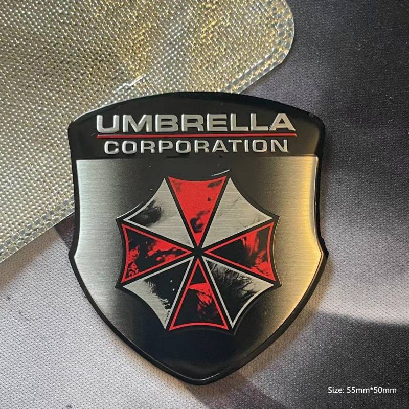 HHF-1 Umbrella Corporation Resident Evil Metall Auto Aufkleber Abzeichen Emblem Schild Alu (schwarz) von HHF-1
