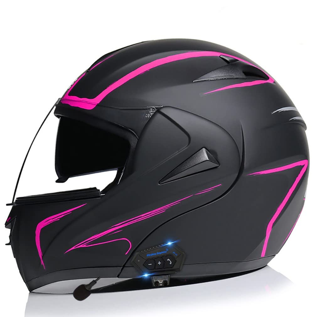 Klapphelm Motorradhelm Bluetooth Integralhelm DOT/ECE Zertifiziert Modularer Helm Fullface Helm Mit Eingebautem Mikrofon FüR Automatische Reaktion FüR Erwachsene Unisex/Size:XS~XL von HHSDB